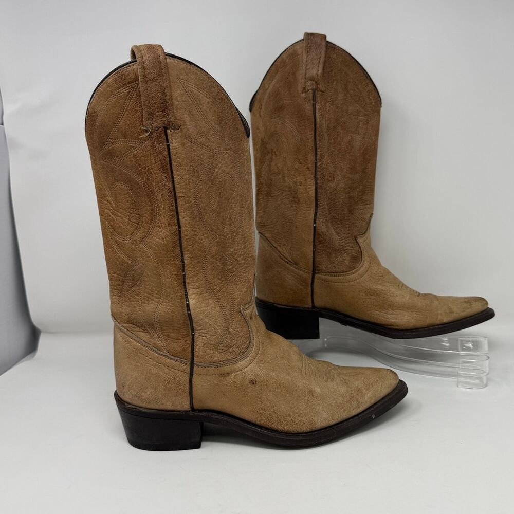 Vintage Dingo Women's Western Cowgirl Boots 6.5 M distressed tan color